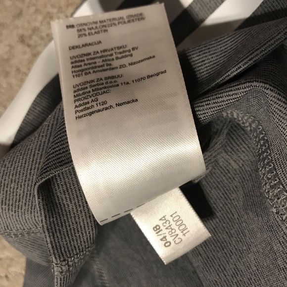 Women’s Adidas Light Heather Grey & White Side 3 Stripes Training Leggings - Picture 14 of 15